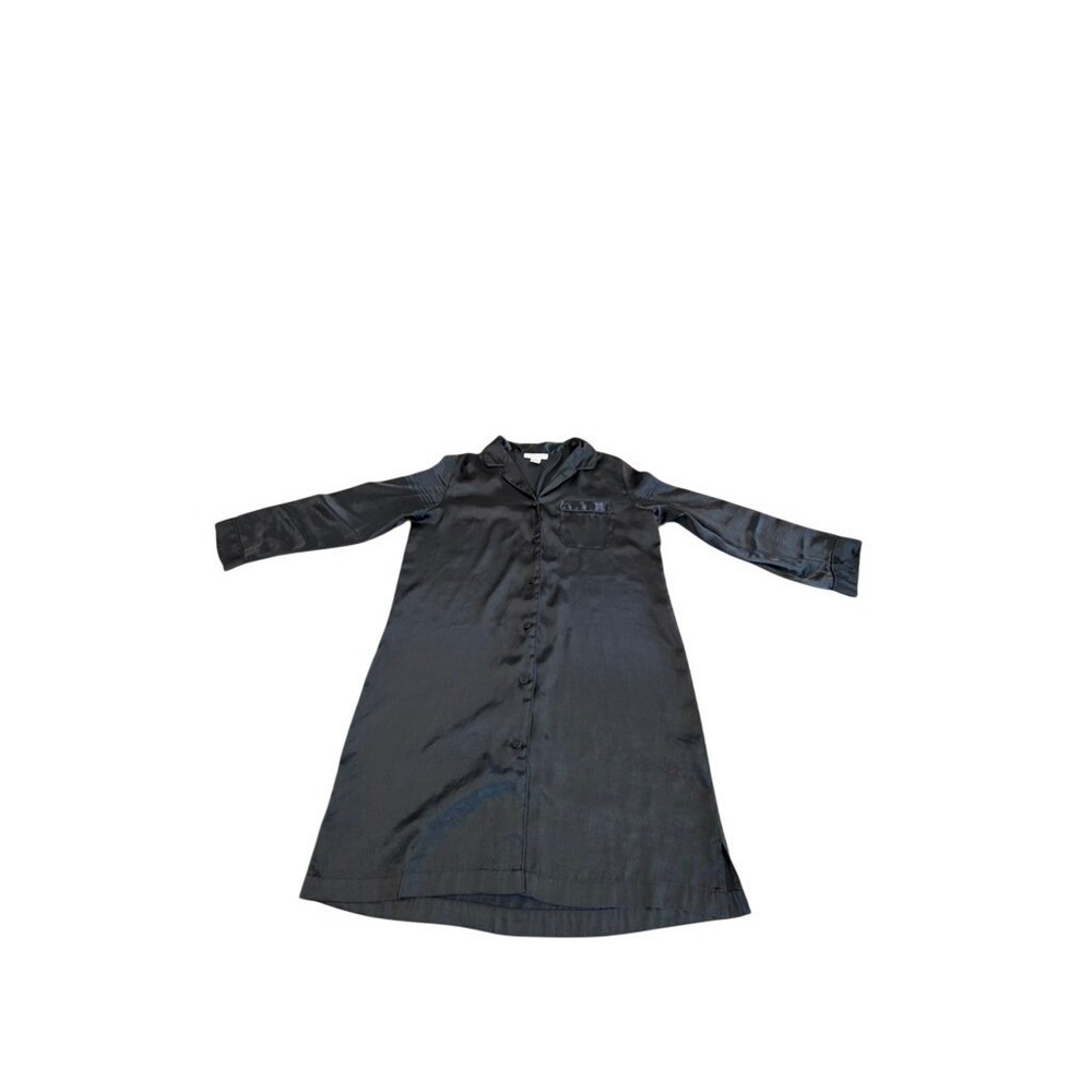 Morgan Taylor Intimates Black Satin Button Front Nightshirt ‎ M FINAL SALE READ!